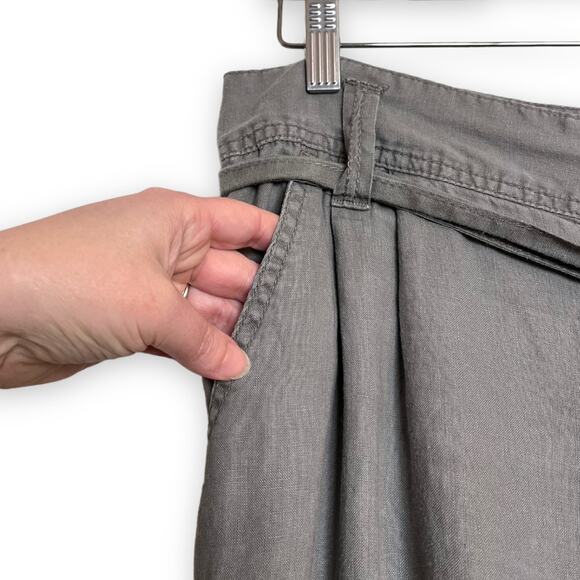Calvin Klein Tie Front Wide Leg Relaxed Fit Linen Capri Pants Women's Size 8 - Picture 6 of 9